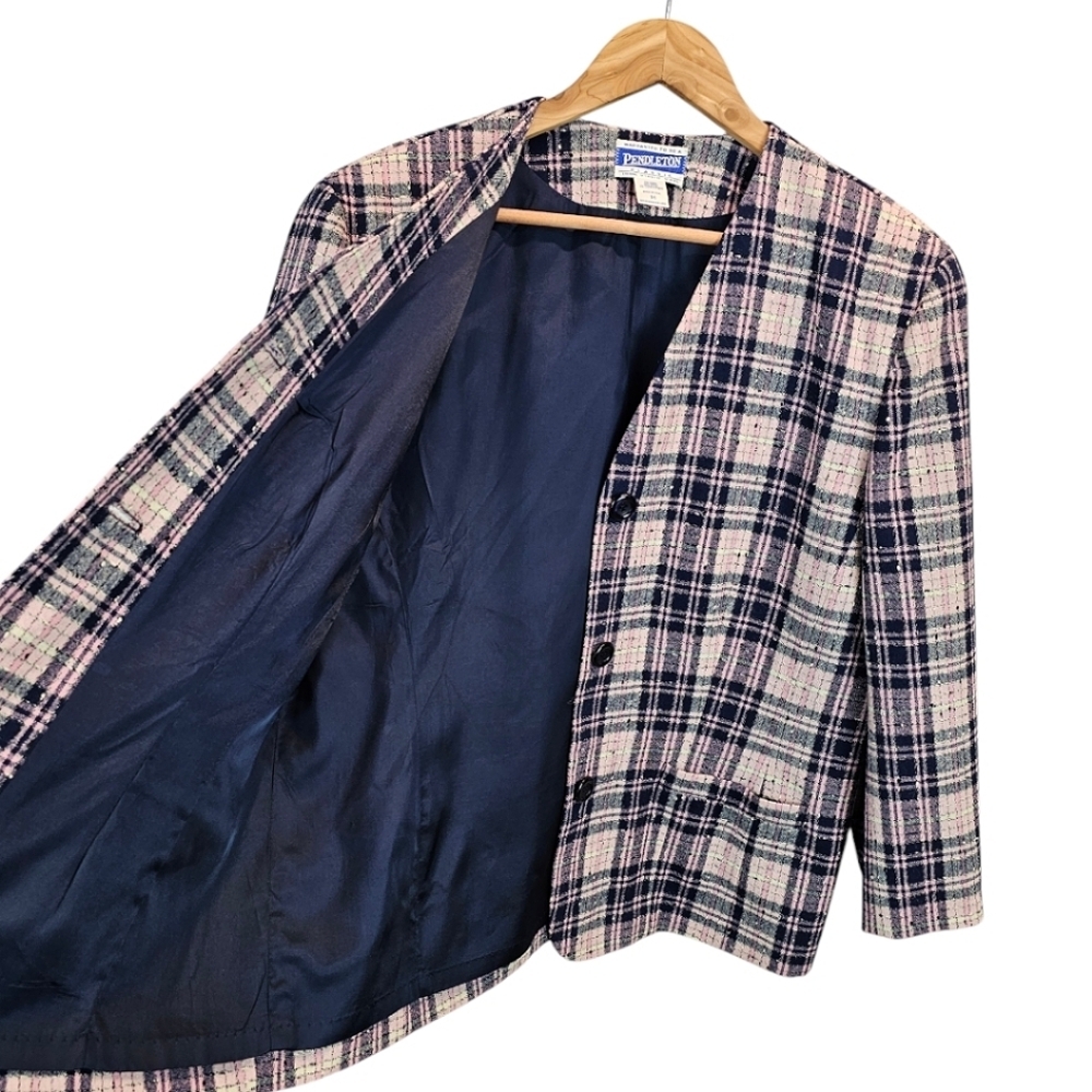 Pendleton Pure Wool Plaid Button Front Blazer Wom… - image 5